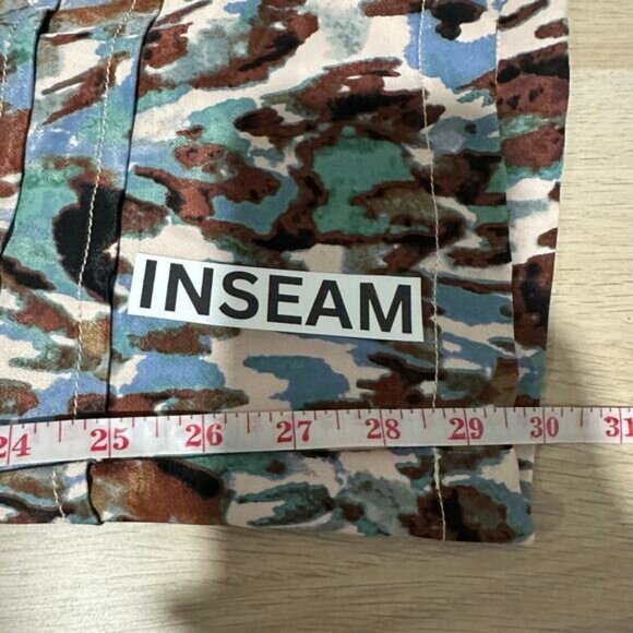 Anthropologie Women’s Somerset Satin Wide Leg Jumpsuit Abstract Blue Brown 2X - Picture 15 of 16